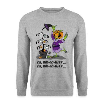 Oh Halloween, Oh Halloween... - Unisex Pullover - Weißgrau meliert - Vorne - Alina (178cm) & Michal (187cm)