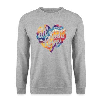 All we need is love - Unisex Sweatshirt - salt & pepper - Front - Alina (178cm) & Michal (187cm)