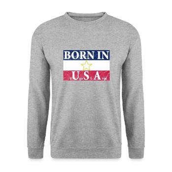 Born À Yugoslavia - Sweat-shirt Unisexe - gris chiné - Devant - Alina (178cm) & Michal (187cm)
