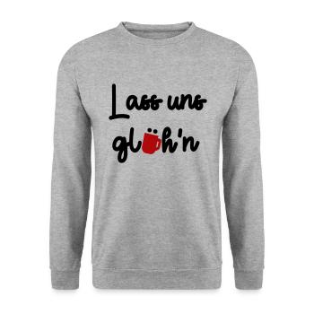 Lass uns glühn - Unisex Pullover - Weißgrau meliert - Vorne - Alina (178cm) & Michal (187cm)