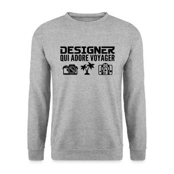 Travelers & Designers: Passion & Discovery - Unisex Sweatshirt - salt & pepper - Front - Alina (178cm) & Michal (187cm)