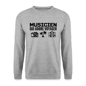 Reisende & Musiker: Leidenschaft & Entdeckung - Unisex Pullover - Weißgrau meliert - Vorne - Alina (178cm) & Michal (187cm)