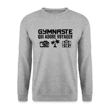 Voyageurs & Gymnastes : Passion & Découverte - Sweat-shirt Unisexe - gris chiné - Devant - Alina (178cm) & Michal (187cm)