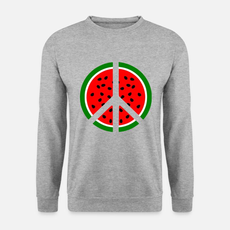 Wassermelone melone peacezeichen - Unisex Pullover - Weißgrau meliert