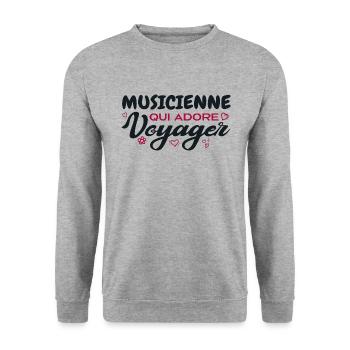 Globetrotting musician with a passion for travel - Unisex Sweatshirt - salt & pepper - Front - Alina (178cm) & Michal (187cm)