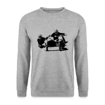 Sidecar Moto Cross - Unisex Pullover - Weißgrau meliert - Vorne - Alina (178cm) & Michal (187cm)