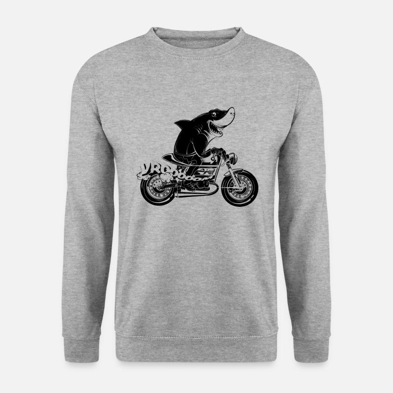 Motorrad Hai - Unisex Pullover - Weißgrau meliert