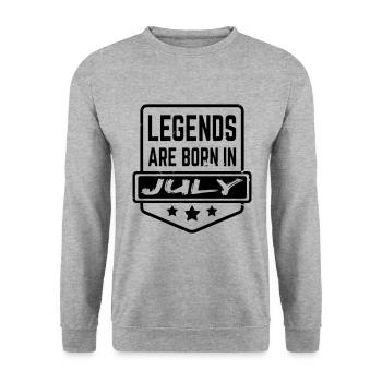 Legends are born in July - Unisex Pullover - Weißgrau meliert - Vorne - Alina (178cm) & Michal (187cm)