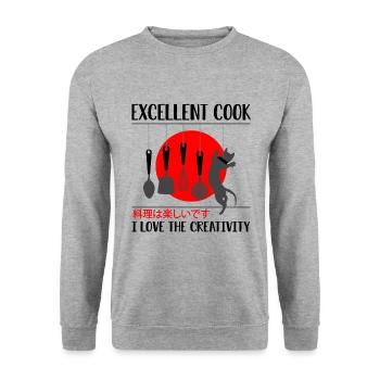 kreativer Koch kocht Gourmet Hobbykoch Chefkoch - Unisex Pullover - Weißgrau meliert - Vorne - Alina (178cm) & Michal (187cm)