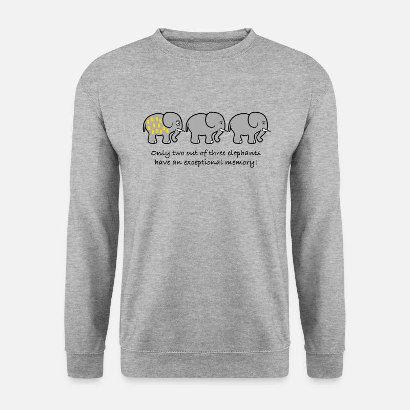 Elefant Gedächnis Spruch lustig - Unisex Pullover - Weißgrau meliert