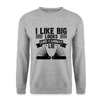 Big locks no liar lockpicking design - Unisex Sweatshirt - salt & pepper - Front - Alina (178cm) & Michal (187cm)