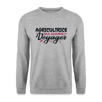 Weltreisender Bauer mit einer Leidenschaft fürs Reisen - Unisex Pullover - Weißgrau meliert - Vorne - Alina (178cm) & Michal (187cm)