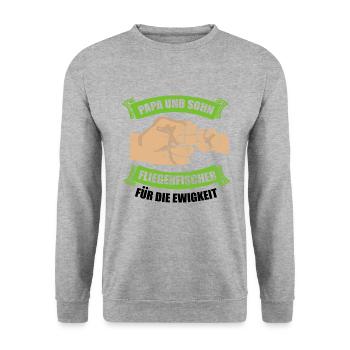Fliegenfischen Fischen Angeln Angler Fischer - Unisex Pullover - Weißgrau meliert - Vorne - Alina (178cm) & Michal (187cm)