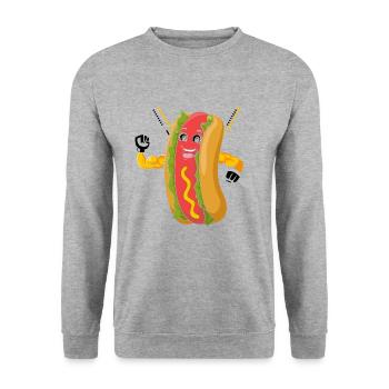 Ninja Fighter Hot Dog Amour Hot Dog - Sweat-shirt Unisexe - gris chiné - Devant - Alina (178cm) & Michal (187cm)