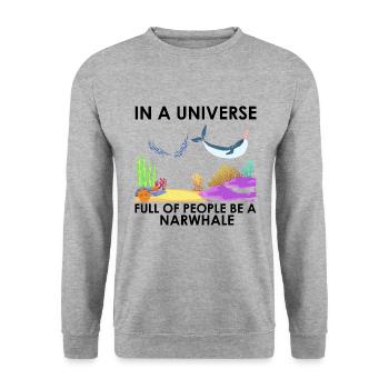 Narval Licorne Baleine Baleines Mer Océan Biologie - Sweat-shirt Unisexe - gris chiné - Devant - Alina (178cm) & Michal (187cm)
