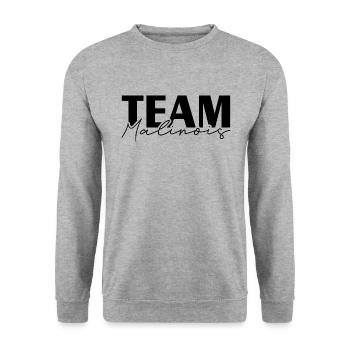 TEAM MALINOIS Wilsigns IGP Hundesport Hunde - Unisex Pullover - Weißgrau meliert - Vorne - Alina (178cm) & Michal (187cm)