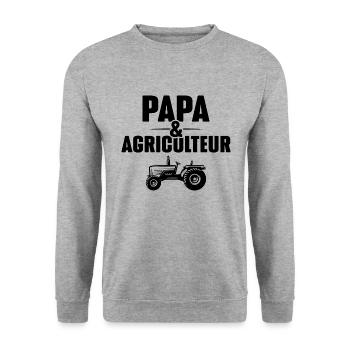 Papa et Agriculteur - Cadeau papa agriculteur - Sweat-shirt Unisexe - gris chiné - Devant - Alina (178cm) & Michal (187cm)