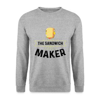 Sandwich Macher Grillen Papa BBQ Sandwich - Unisex Pullover - Weißgrau meliert - Vorne - Alina (178cm) & Michal (187cm)