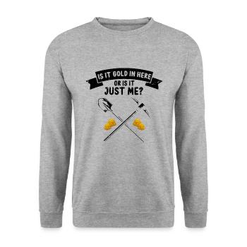 Goldwaschen Goldsucher Goldschüfer Design - Unisex Pullover - Weißgrau meliert - Vorne - Alina (178cm) & Michal (187cm)