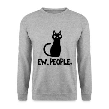 Ew People Katzenliebhaber - Unisex Pullover - Weißgrau meliert - Vorne - Alina (178cm) & Michal (187cm)