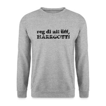 reg di nit üff, Harrgott - Vorarlberg - Unisex Pullover - Weißgrau meliert - Vorne - Alina (178cm) & Michal (187cm)