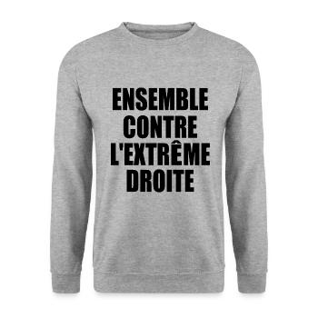 ensemble contre l'extreme droite - Sweat-shirt Unisexe - gris chiné - Devant - Alina (178cm) & Michal (187cm)