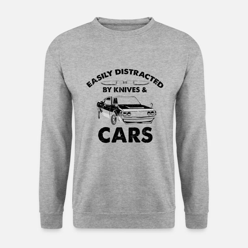 Messersammler Auto Oldtimer Messerfan Design - Unisex Pullover - Weißgrau meliert