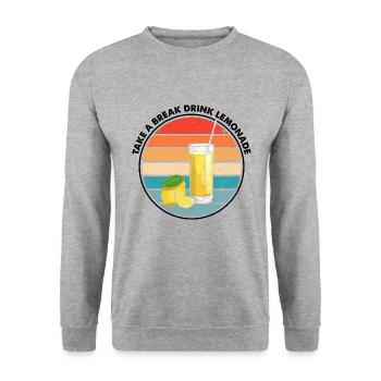 Lemon Design Lemonades Stand Boss Vente de citron - Sweat-shirt Unisexe - gris chiné - Devant - Alina (178cm) & Michal (187cm)