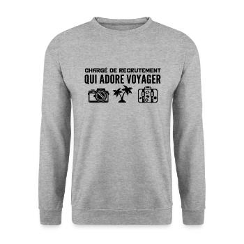 Voyageurs & Chargé de recrutement : Passion - Sweat-shirt Unisexe - gris chiné - Devant - Alina (178cm) & Michal (187cm)