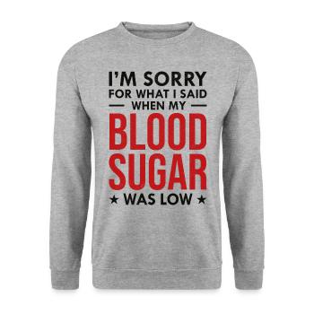 Diabetes Bewusstsein Lustige Zitate Blutzucker Humor - Unisex Pullover - Weißgrau meliert - Vorne - Alina (178cm) & Michal (187cm)
