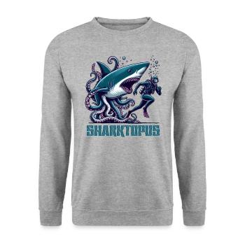 Monster-Haitopus - Unisex Pullover - Weißgrau meliert - Vorne - Alina (178cm) & Michal (187cm)