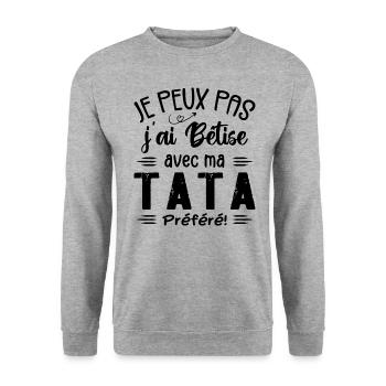 I can't I messed up with my favorite aunt - Unisex Sweatshirt - salt & pepper - Front - Alina (178cm) & Michal (187cm)