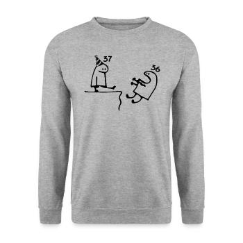 37 years: Farewell age 36 years, Happy 37th birthday - Unisex Sweatshirt - salt & pepper - Front - Alina (178cm) & Michal (187cm)