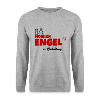 Mobiler Engel in Ausbildung - Unisex Pullover - Weißgrau meliert - Vorne - Alina (178cm) & Michal (187cm)
