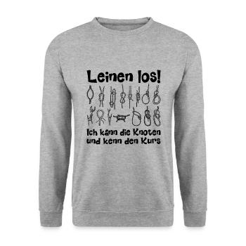 Leinen Los! Ich weiß den Kurs! - Unisex Pullover - Weißgrau meliert - Vorne - Alina (178cm) & Michal (187cm)
