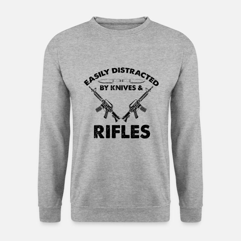Messersammler Designs Messerfan Messermacher - Unisex Pullover - Weißgrau meliert