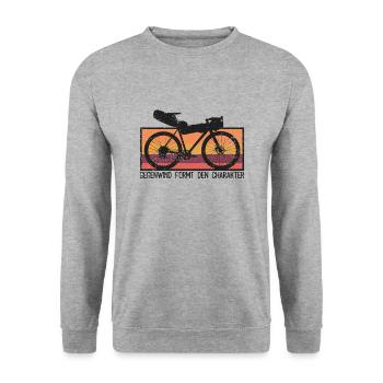 Gravelbike Fahrrad Bikepacking - Unisex Pullover - Weißgrau meliert - Vorne - Alina (178cm) & Michal (187cm)