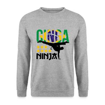 Dicton de danse afro-brésilienne pour la Capoeira - Sweat-shirt Unisexe - gris chiné - Devant - Alina (178cm) & Michal (187cm)