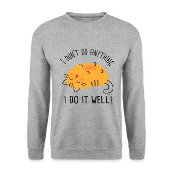 Lustiger Katzenhumor Ich tue nichts - Unisex Pullover - Weißgrau meliert - Vorne - Alina (178cm) & Michal (187cm)