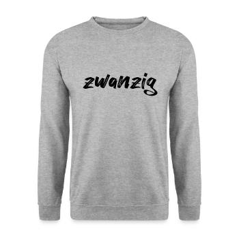 zwanzig 20 Schriftzug - Unisex Pullover - Weißgrau meliert - Vorne - Alina (178cm) & Michal (187cm)