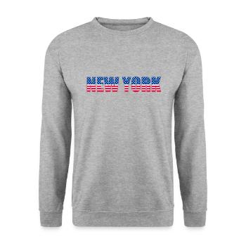 NEW YORK Flag - Unisex Sweatshirt - salt & pepper - Front - Alina (178cm) & Michal (187cm)