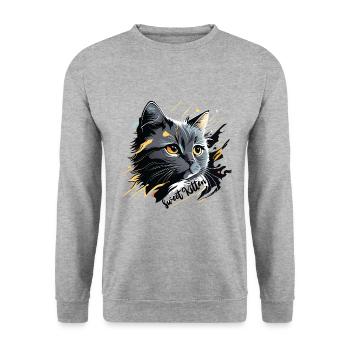 gray kitten, cat - Unisex Sweatshirt - salt & pepper - Front - Alina (178cm) & Michal (187cm)