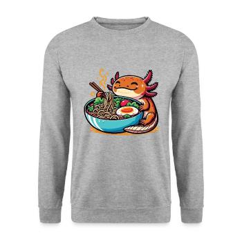 Axolotl with noodles ramen kawaii axolotl - Unisex Sweatshirt - salt & pepper - Front - Alina (178cm) & Michal (187cm)