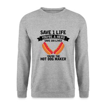 Hot Dog Maker Grill BBQ Hot Dog Grill Master - Unisex Sweatshirt - salt & pepper - Front - Alina (178cm) & Michal (187cm)