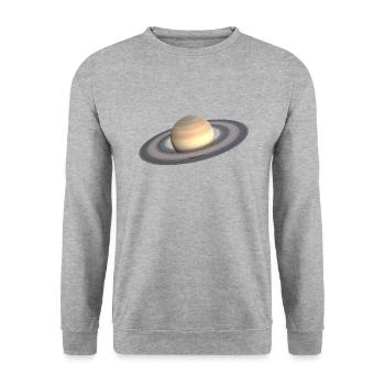 Saturn 3D - Unisex Pullover - Weißgrau meliert - Vorne - Alina (178cm) & Michal (187cm)