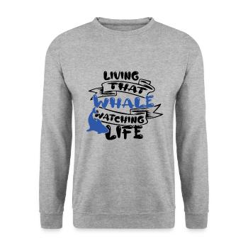 Whale design for whales and blue whales or beluga whales - Unisex Sweatshirt - salt & pepper - Front - Alina (178cm) & Michal (187cm)
