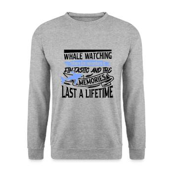 Meeressäuger für Orca-Beobachtung und Buckelwal - Unisex Pullover - Weißgrau meliert - Vorne - Alina (178cm) & Michal (187cm)