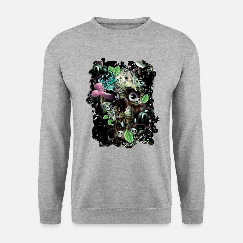 Skully Night - Unisex Pullover - Weißgrau meliert