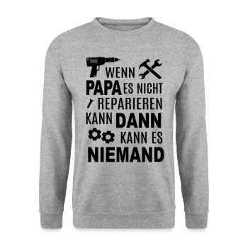 Papa reparieren Vater Heimwerker bauen Werkzeug - Unisex Pullover - Weißgrau meliert - Vorne - Alina (178cm) & Michal (187cm)
