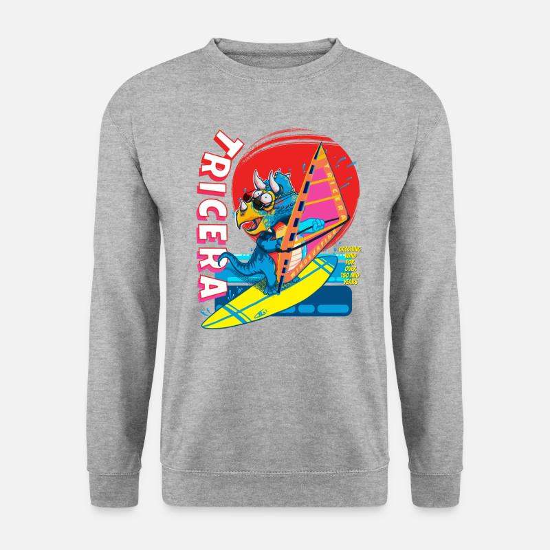 tricera windsurfing triceratops - Unisex Pullover - Weißgrau meliert